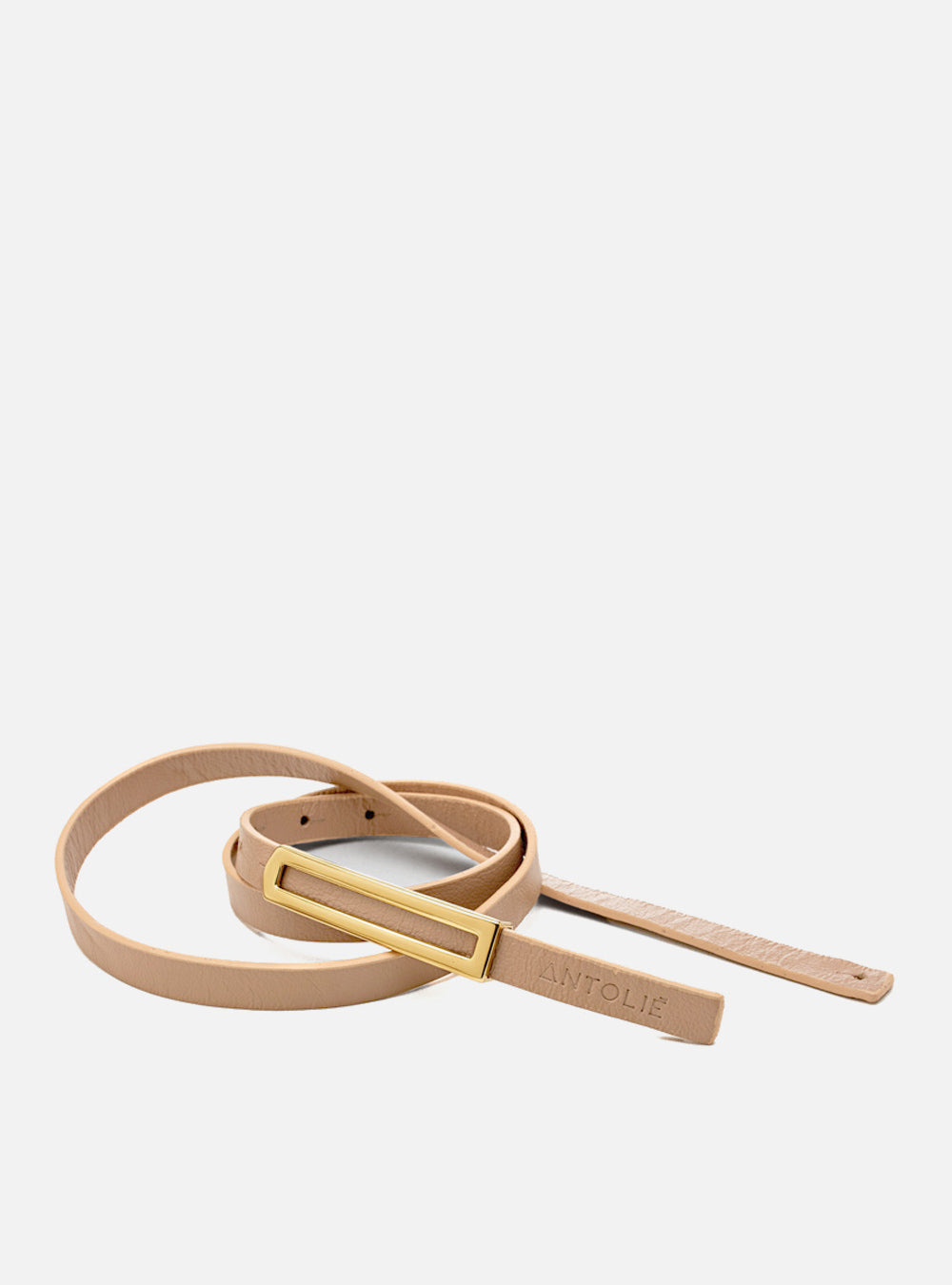 Cinto em Couro Nude Fino Metal