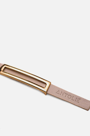 Cinto em Couro Off White Fino Metal