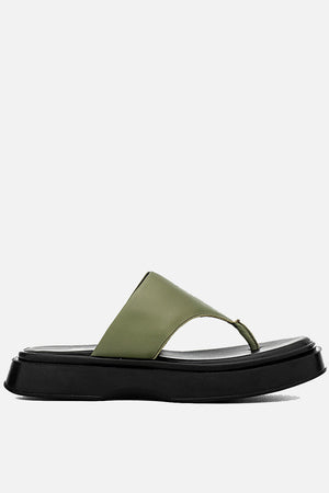 Flatform em Couro Acolchoado Bia Verde Oliva