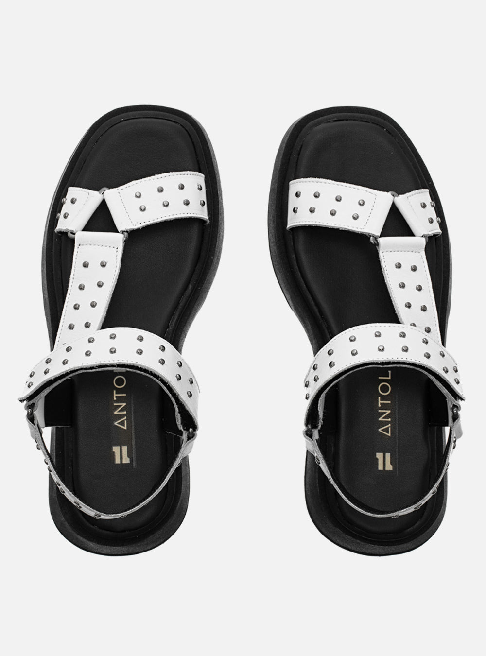 Flatform em Couro com Tachas Bia Branco