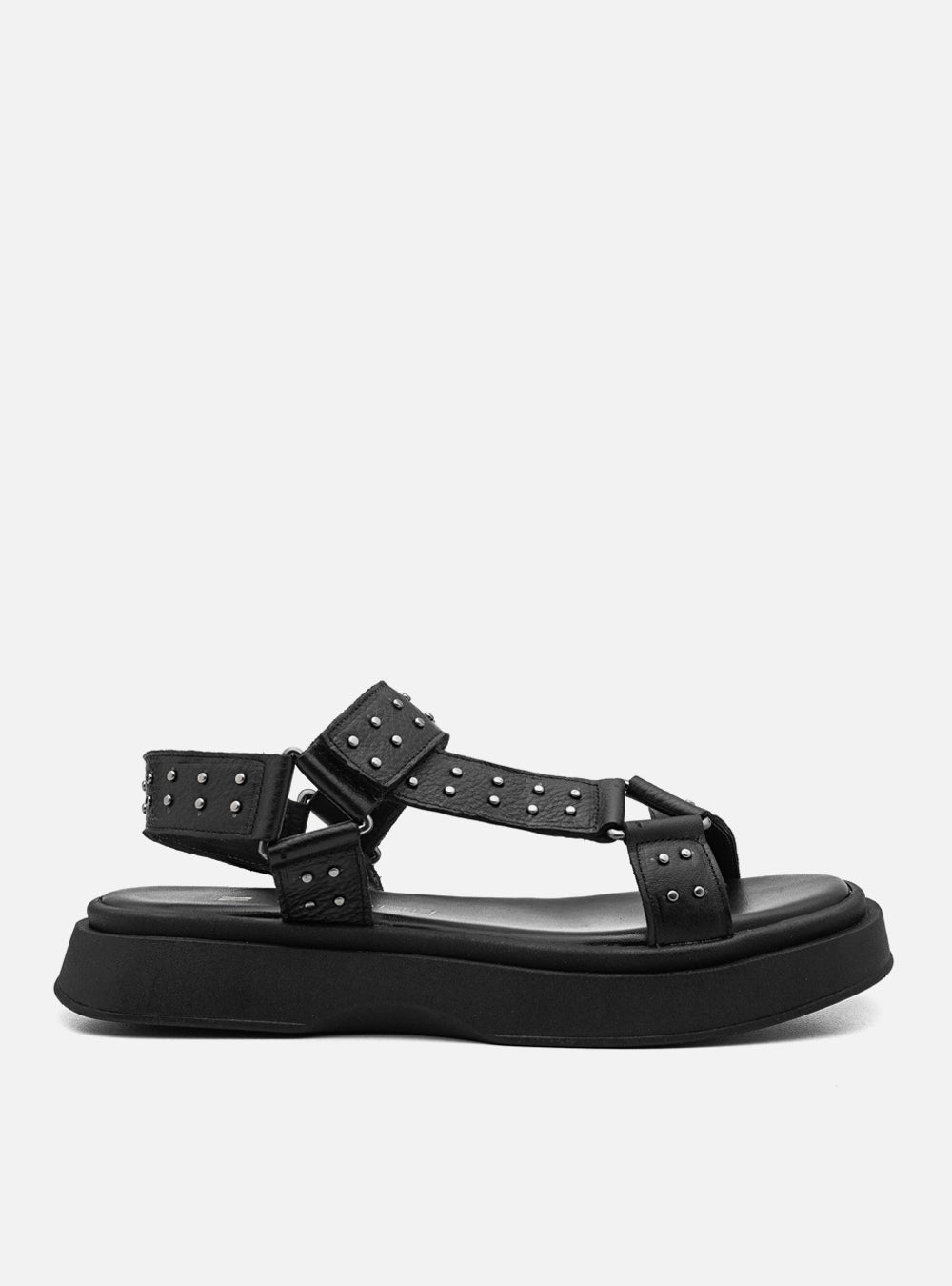 Flatform em Couro com Tachas Bia Preto