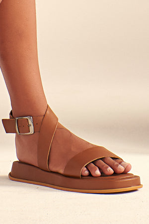Flatform em Couro Fresh Rafaela Caramelo
