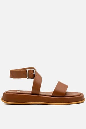 Flatform em Couro Fresh Rafaela Caramelo