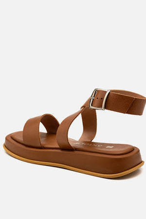 Flatform em Couro Fresh Rafaela Caramelo