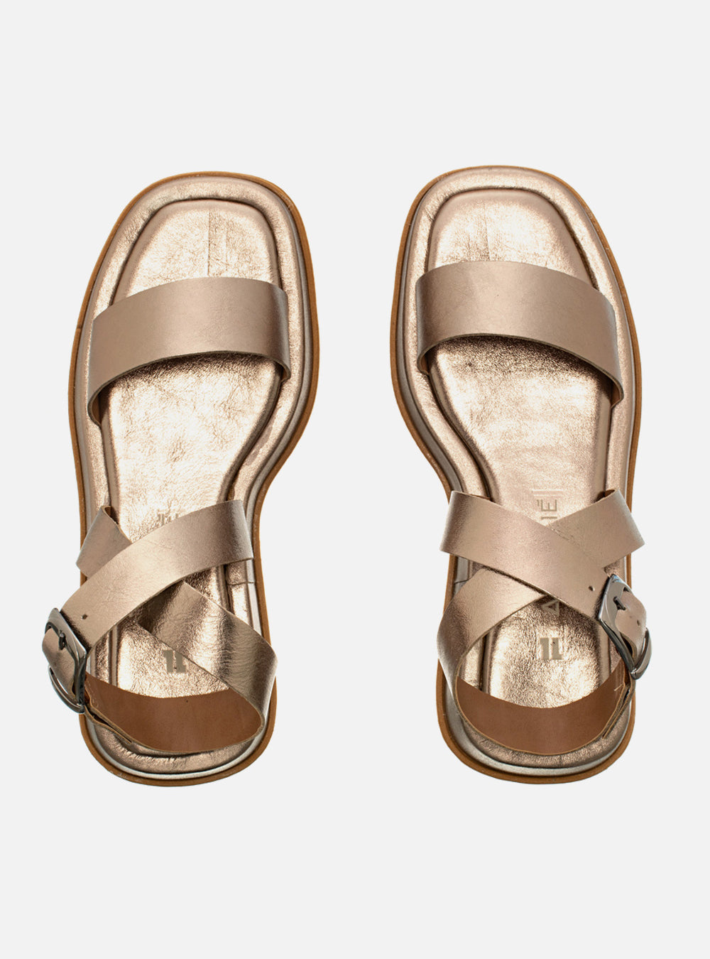 Flatform em Couro Fresh Rafaela Prata Velho