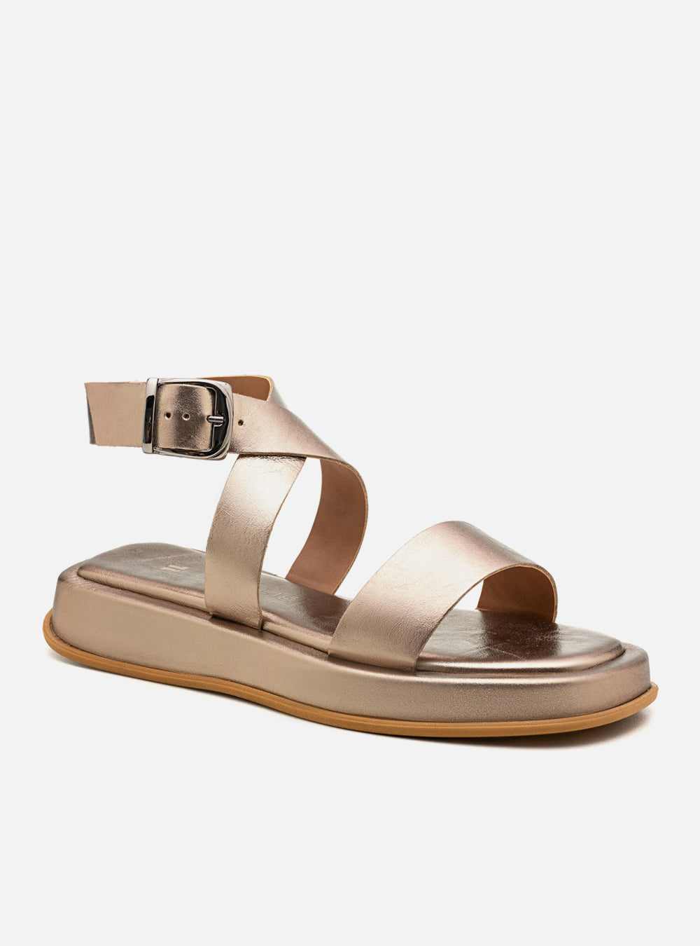 Flatform em Couro Fresh Rafaela Prata Velho