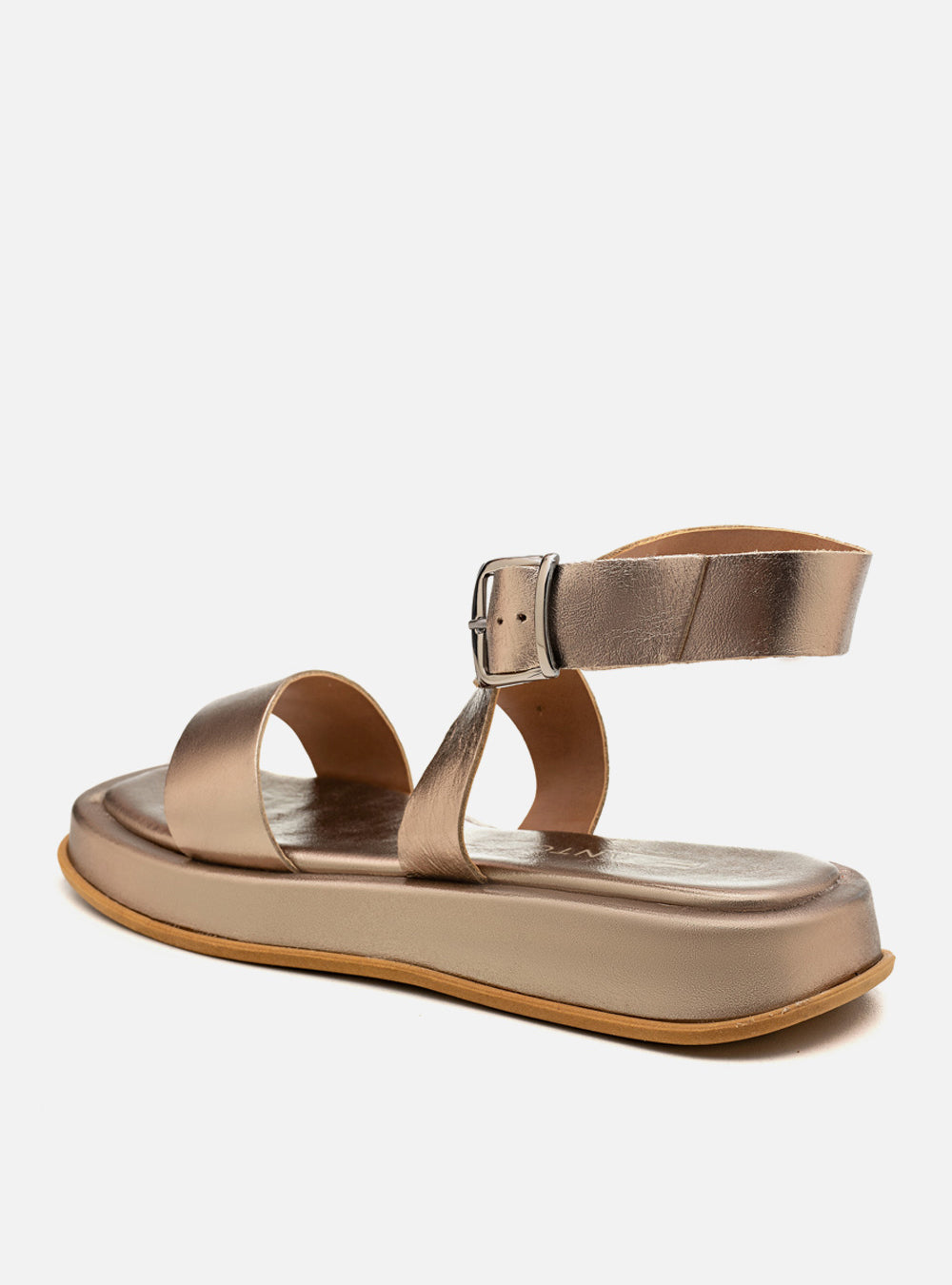 Flatform em Couro Fresh Rafaela Prata Velho