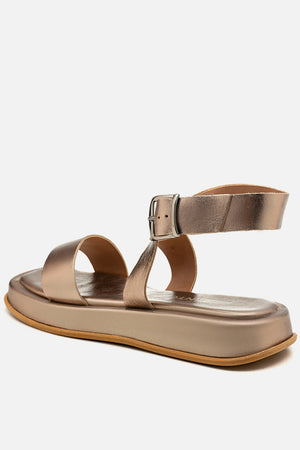 Flatform em Couro Fresh Rafaela Prata Velho