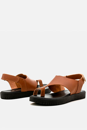 Flatform em Couro Lux Sophia Caramelo