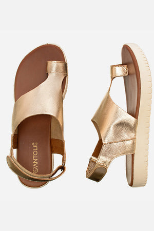 Flatform em Couro Lux Sophia Dourada