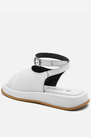 Flatform em Couro Slim Rafaela Branco