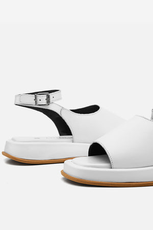 Flatform em Couro Slim Rafaela Branco