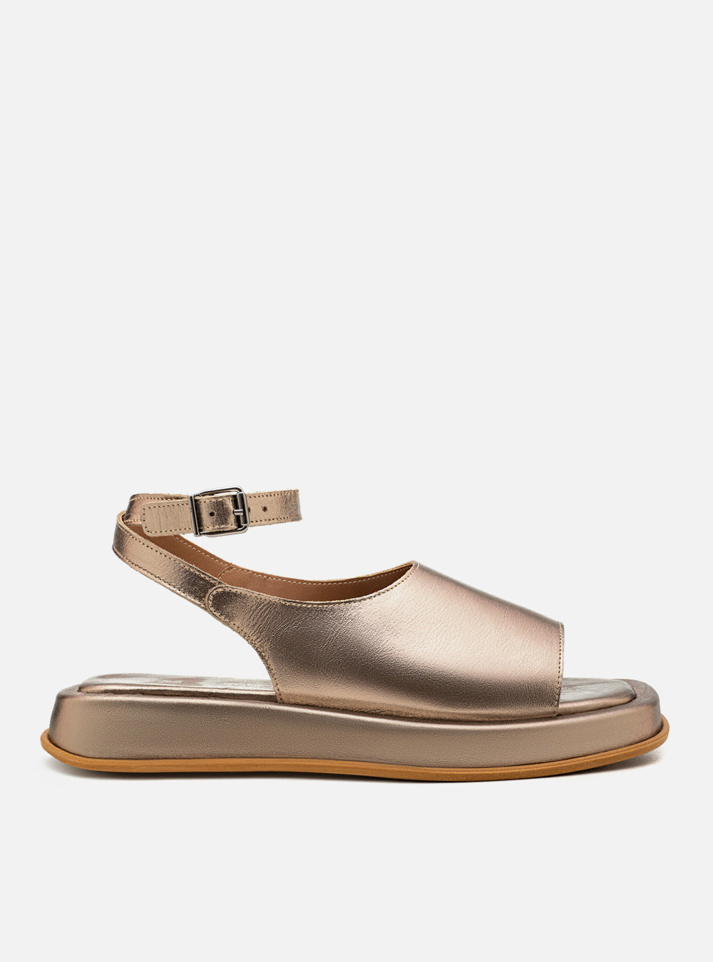 Flatform em Couro Slim Rafaela Prata Velho