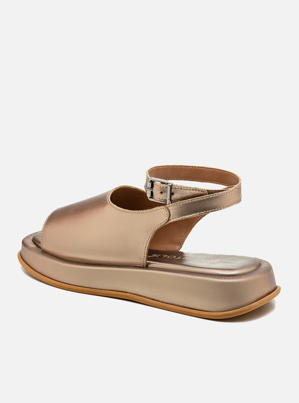 Flatform em Couro Slim Rafaela Prata Velho