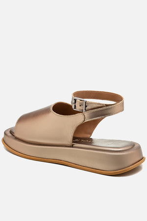 Flatform em Couro Slim Rafaela Prata Velho
