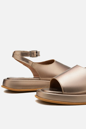Flatform em Couro Slim Rafaela Prata Velho
