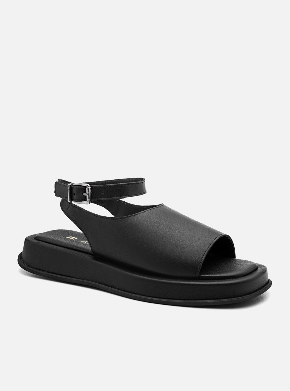 Flatform em Couro Slim Rafaela Preto