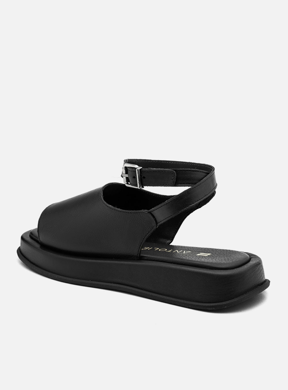 Flatform em Couro Slim Rafaela Preto