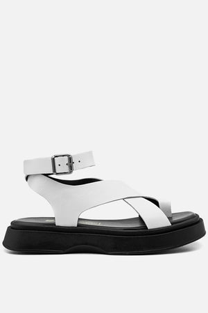 Flatform em Couro Tiras Cruzadas Bia Branco