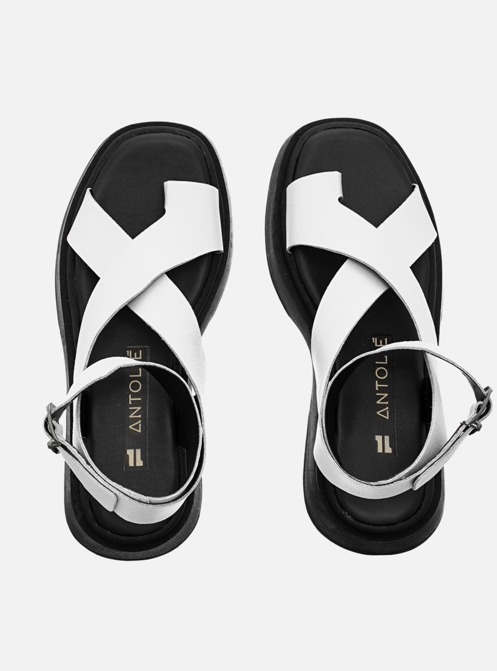 Flatform em Couro Tiras Cruzadas Bia Branco
