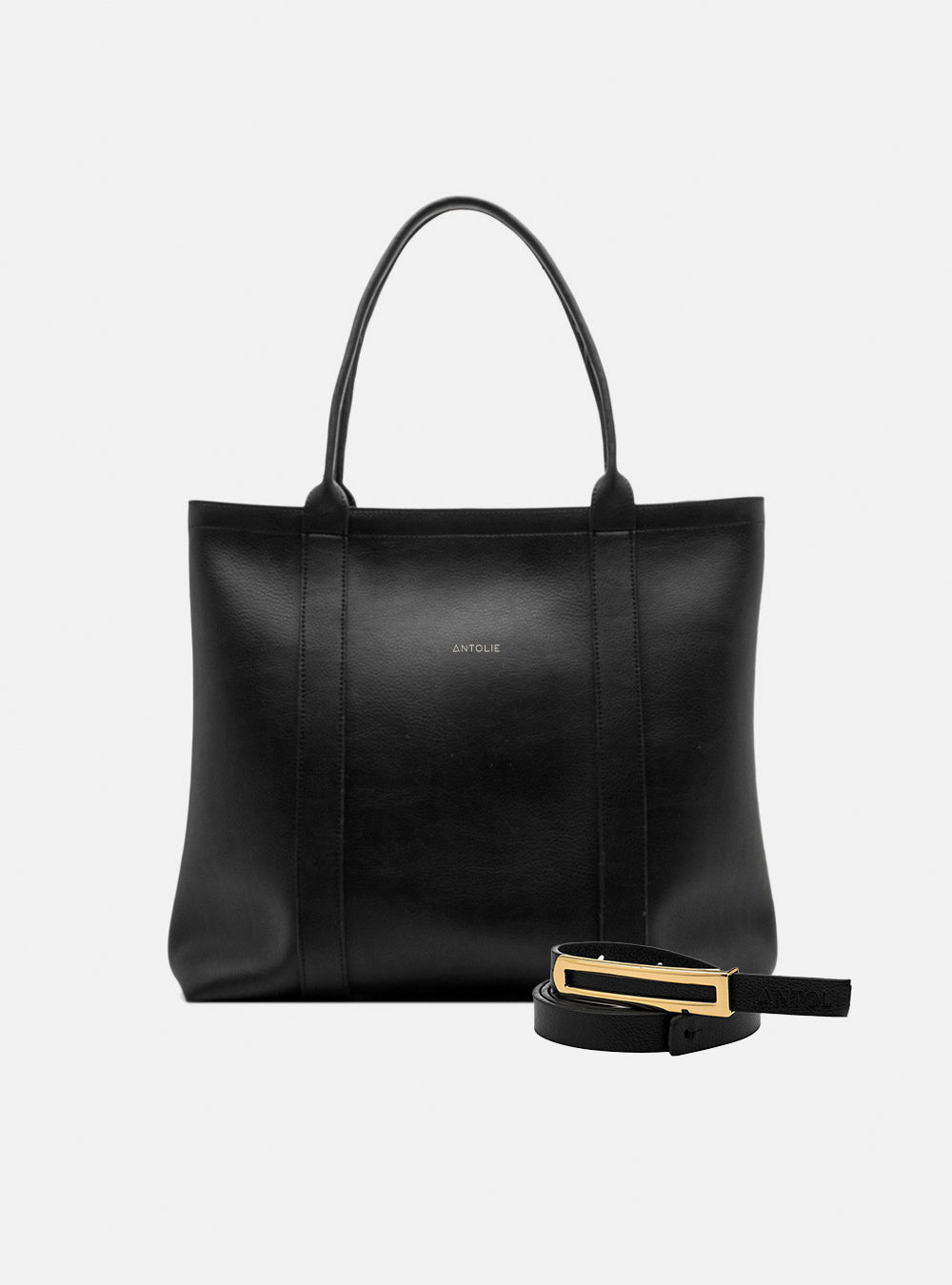 Kit Completo Preto | Max Bag Preta + Cinto em Couro Preto Fino Metal