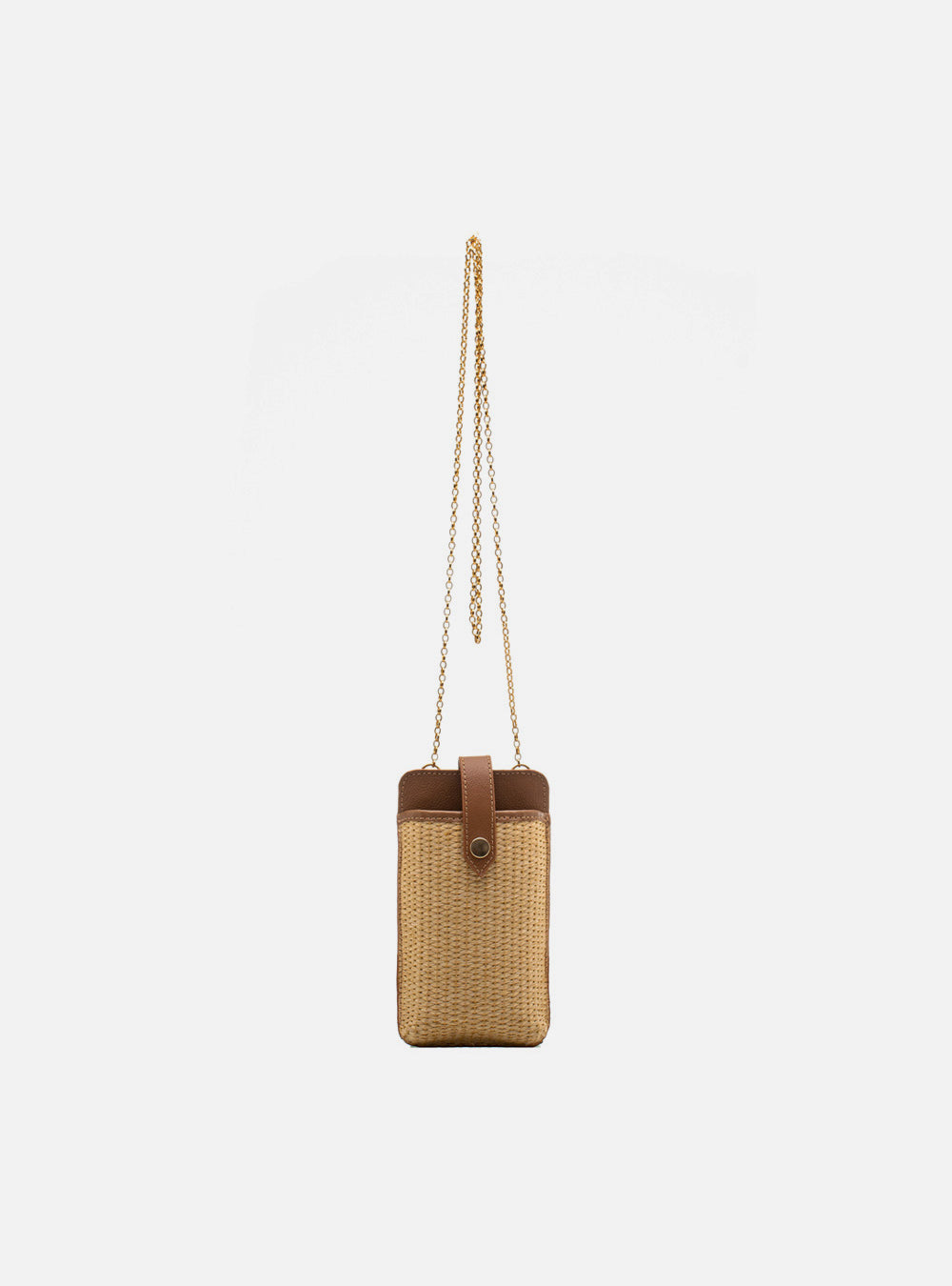 Mini Bag em Palha Tressê e Couro Caramelo