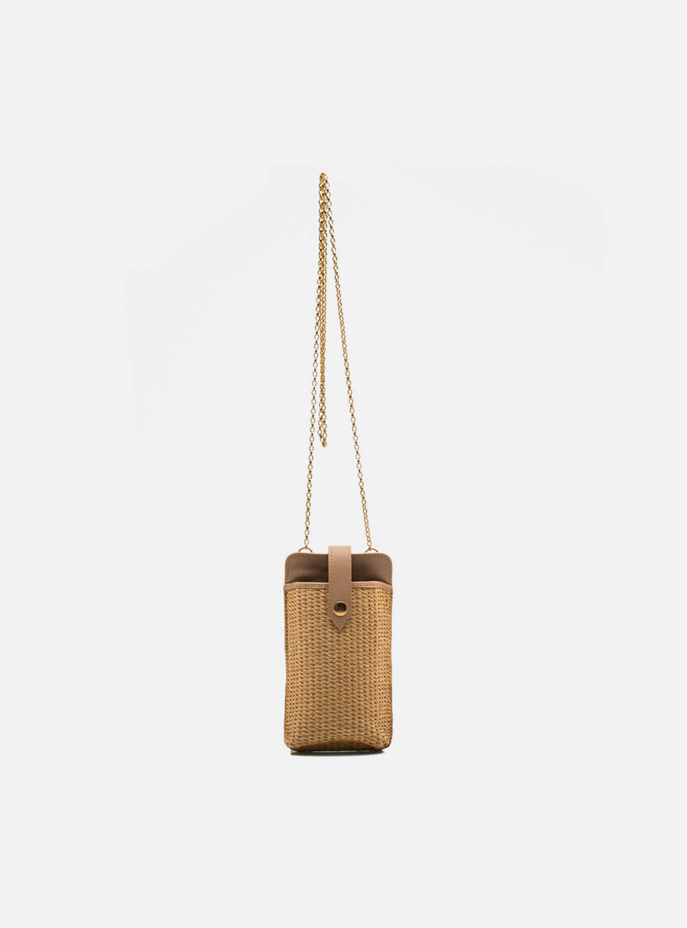 Mini Bag em Palha Tressê e Couro Nude
