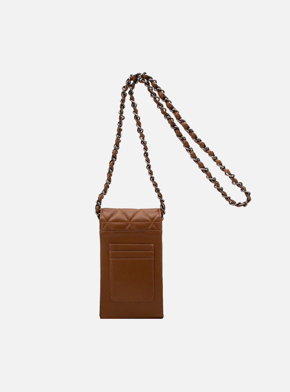 Mini Bolsa em Couro Matelassê Caramelo