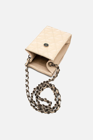 Mini Bolsa em Couro Matelassê Off White