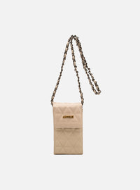 Mini Bolsa em Couro Matelassê Off White