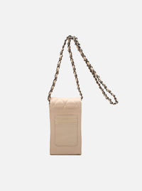 Mini Bolsa em Couro Matelassê Off White