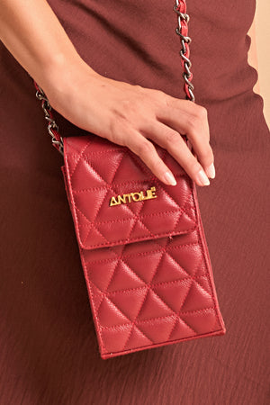 Mini Bolsa em Couro Matelassê Vermelho