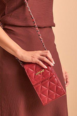 Mini Bolsa em Couro Matelassê Vermelho