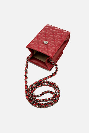 Mini Bolsa em Couro Matelassê Vermelho