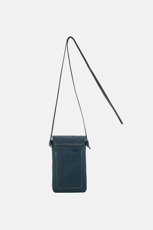 Mini Bolsa em Couro Porta Celular Capri Azul Marinho