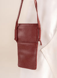 Mini Bolsa em Couro Porta Celular Bordô