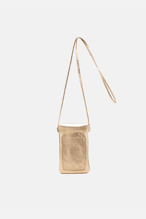 Mini Bolsa em Couro Porta Celular Capri Dourado