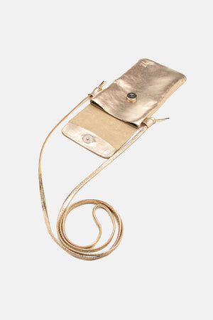Mini Bolsa em Couro Porta Celular Capri Dourado