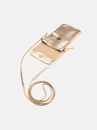 Mini Bolsa em Couro Porta Celular Capri Dourado