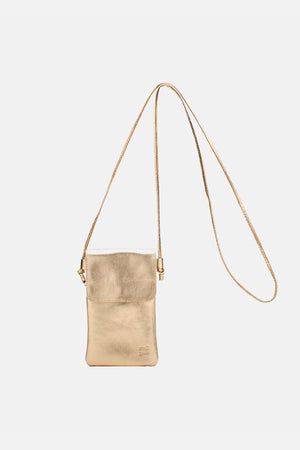 Mini Bolsa em Couro Porta Celular Capri Dourado