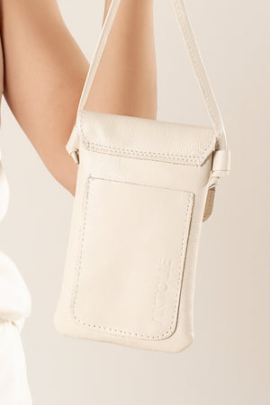Mini Bolsa em Couro Porta Celular Capri Off White