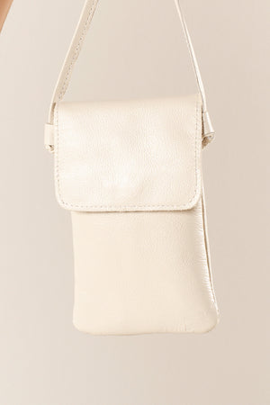 Mini Bolsa em Couro Porta Celular Capri Off White