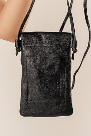 Mini Bolsa em Couro Porta Celular Capri Preto