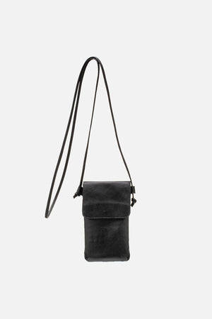 Mini Bolsa em Couro Porta Celular Capri Preto