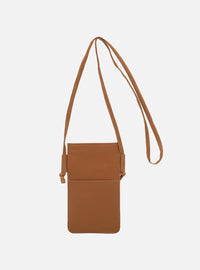 Mini Bolsa em Couro Porta Celular Caramelo