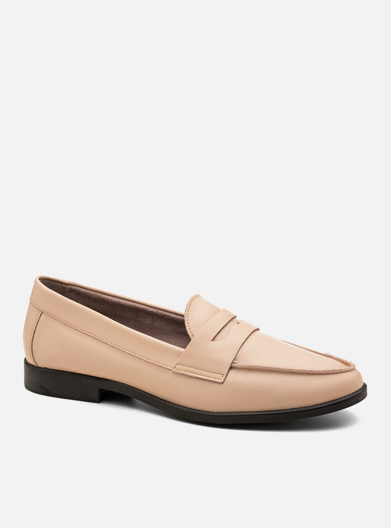 Mocassim em Couro Clássico Nude
