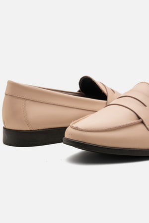 Mocassim em Couro Clássico Nude