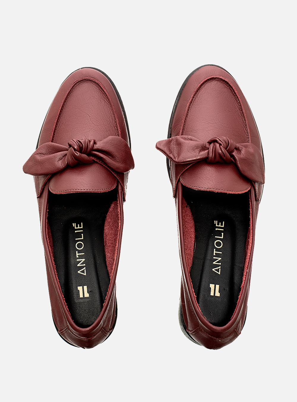 Mocassim em Couro Laço Bordô