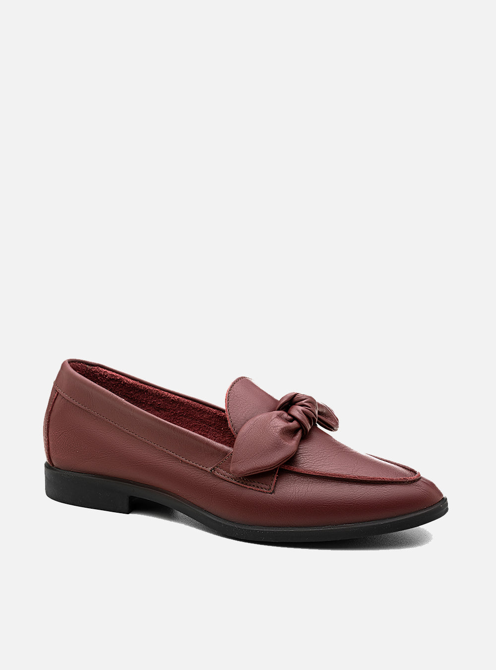 Mocassim em Couro Laço Bordô