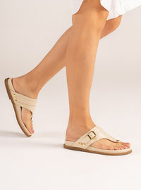 Papete em Couro Off White Thong